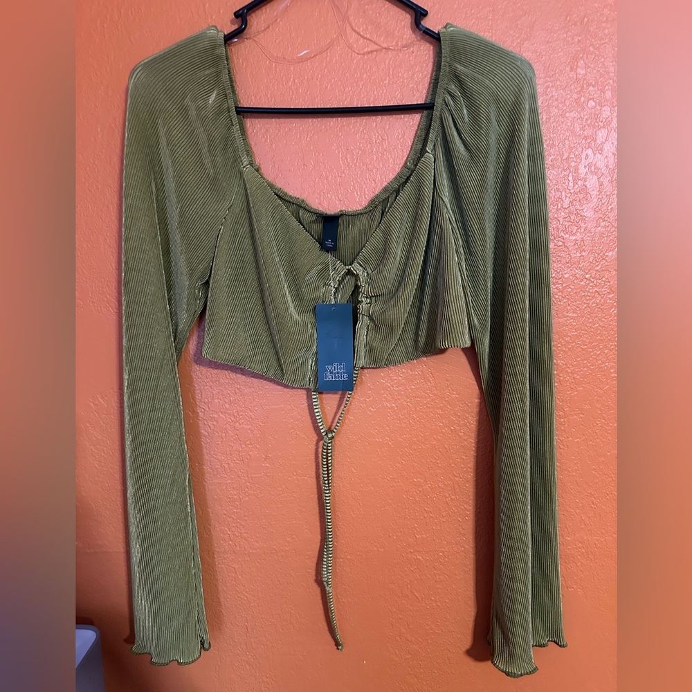 Wild Fable Sage Green Ruched Blouse